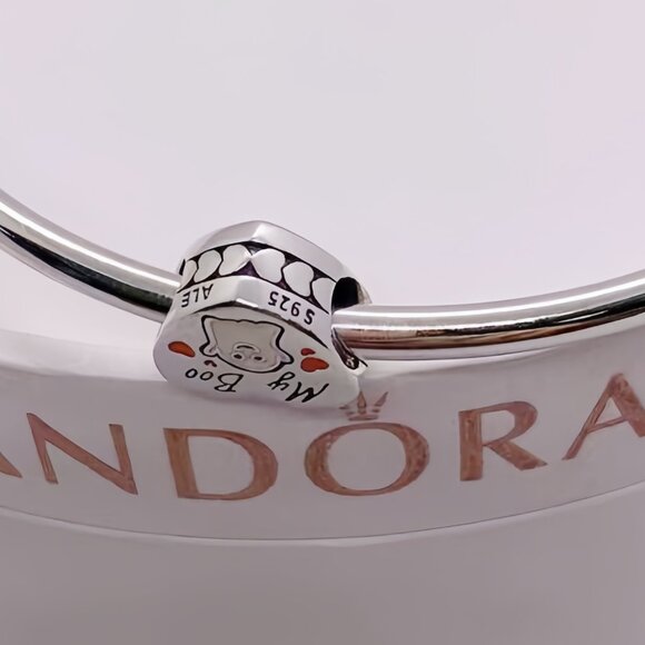 MY BOO GHOST PANDORA Heart HALLOWEEN Silver S925 Ale Charm - Picture 2 of 3